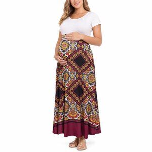 Anticipation Multicolor Bohemian Tile Print Maternity Maxi Skirt Womens Size 6/8